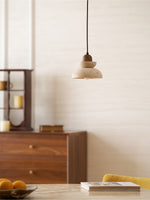 Zenith Tier Pendant Light in Natural Travertine and Walnut