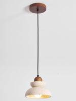 Zenith Tier Pendant Light in Natural Travertine and Walnut