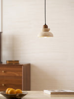 Zenith Tier Pendant Light in Natural Travertine and Walnut