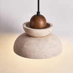 Zenith Tier Pendant Light in Natural Travertine and Walnut