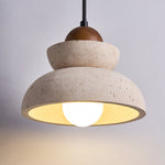 Zenith Tier Pendant Light in Natural Travertine and Walnut