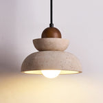 Zenith Tier Pendant Light in Natural Travertine and Walnut