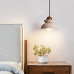 Zenith Tier Pendant Light in Natural Travertine and Walnut