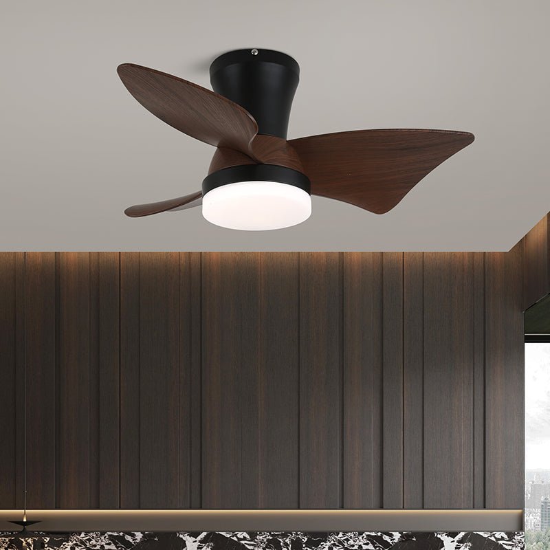 Zephyr Curve Ceiling Fan Light with LED – Modern Walnut Finish