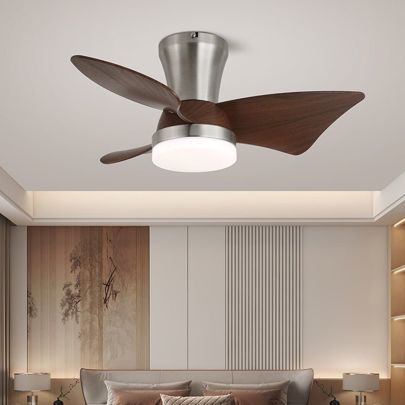 Zephyr Curve Ceiling Fan Light with LED – Modern Walnut Finish