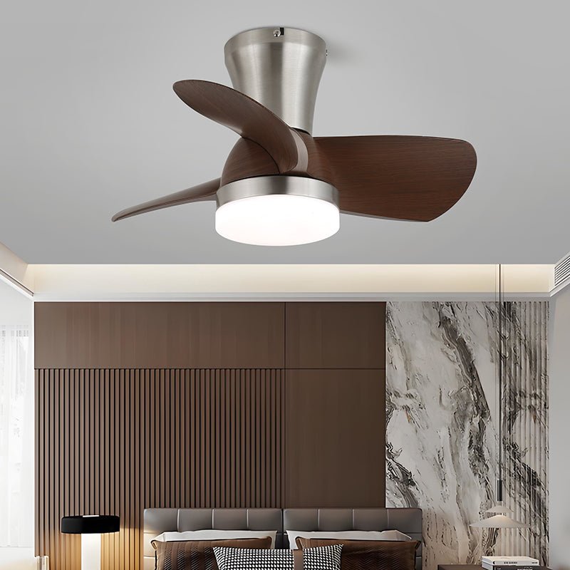Zephyr Curve Ceiling Fan Light with LED – Modern Walnut Finish