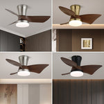 Zephyr Curve Ceiling Fan Light with LED – Modern Walnut Finish