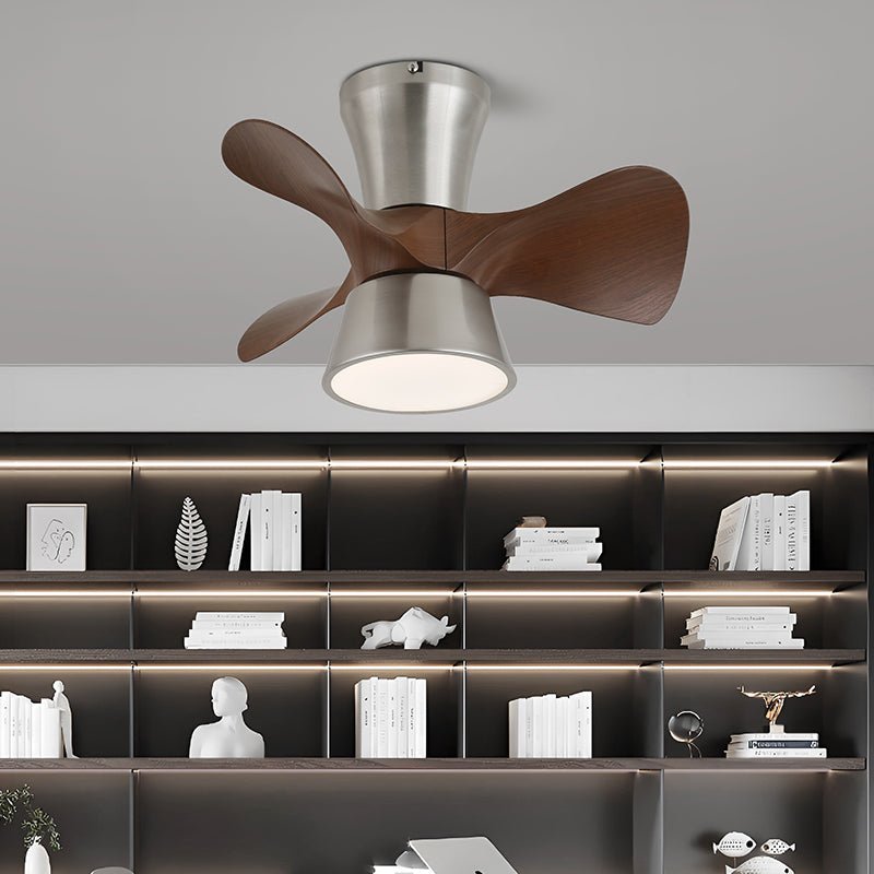 Zephyr Curve Ceiling Fan Light with LED – Modern Walnut Finish