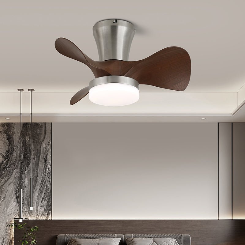 Zephyr Curve Ceiling Fan Light with LED – Modern Walnut Finish