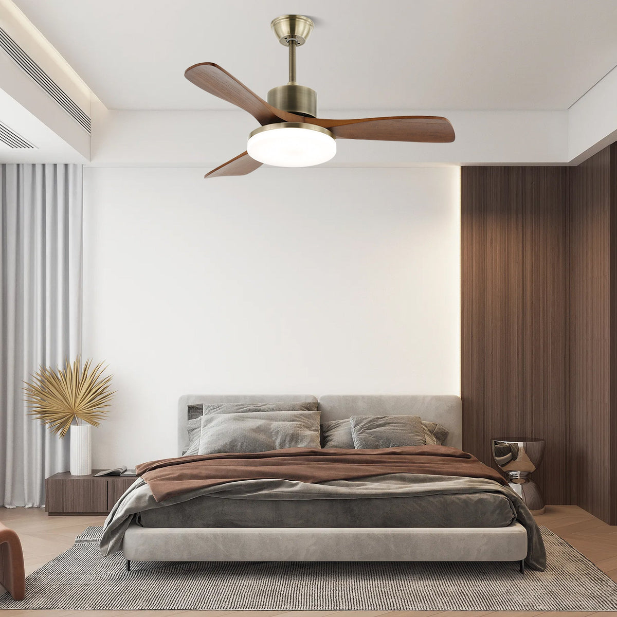 Zephyr Wooden Ceiling Fan with Integrated LED Light, 42" and 52" Options