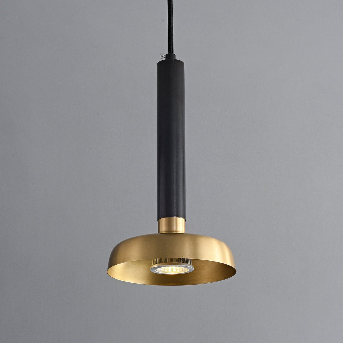 Zephyros Modern Brass Pendant Light with Black Frame for Dining Room