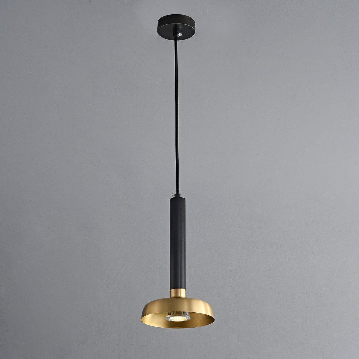 Zephyros Modern Brass Pendant Light with Black Frame for Dining Room