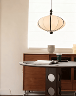 Zora Pendant Light – Modern Fabric & Metal Lantern Pendant for Dining and Living Spaces