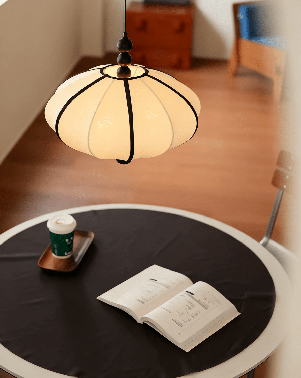 Zora Pendant Light – Modern Fabric & Metal Lantern Pendant for Dining and Living Spaces