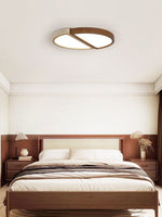 Zyren Travertine Ceiling Light in Yellow Travertine and Walnut
