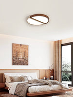 Zyren Travertine Ceiling Light in Yellow Travertine and Walnut