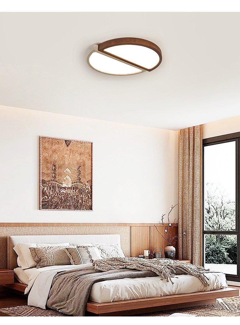Zyren Travertine Ceiling Light in Yellow Travertine and Walnut