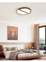 Zyren Travertine Ceiling Light in Yellow Travertine and Walnut