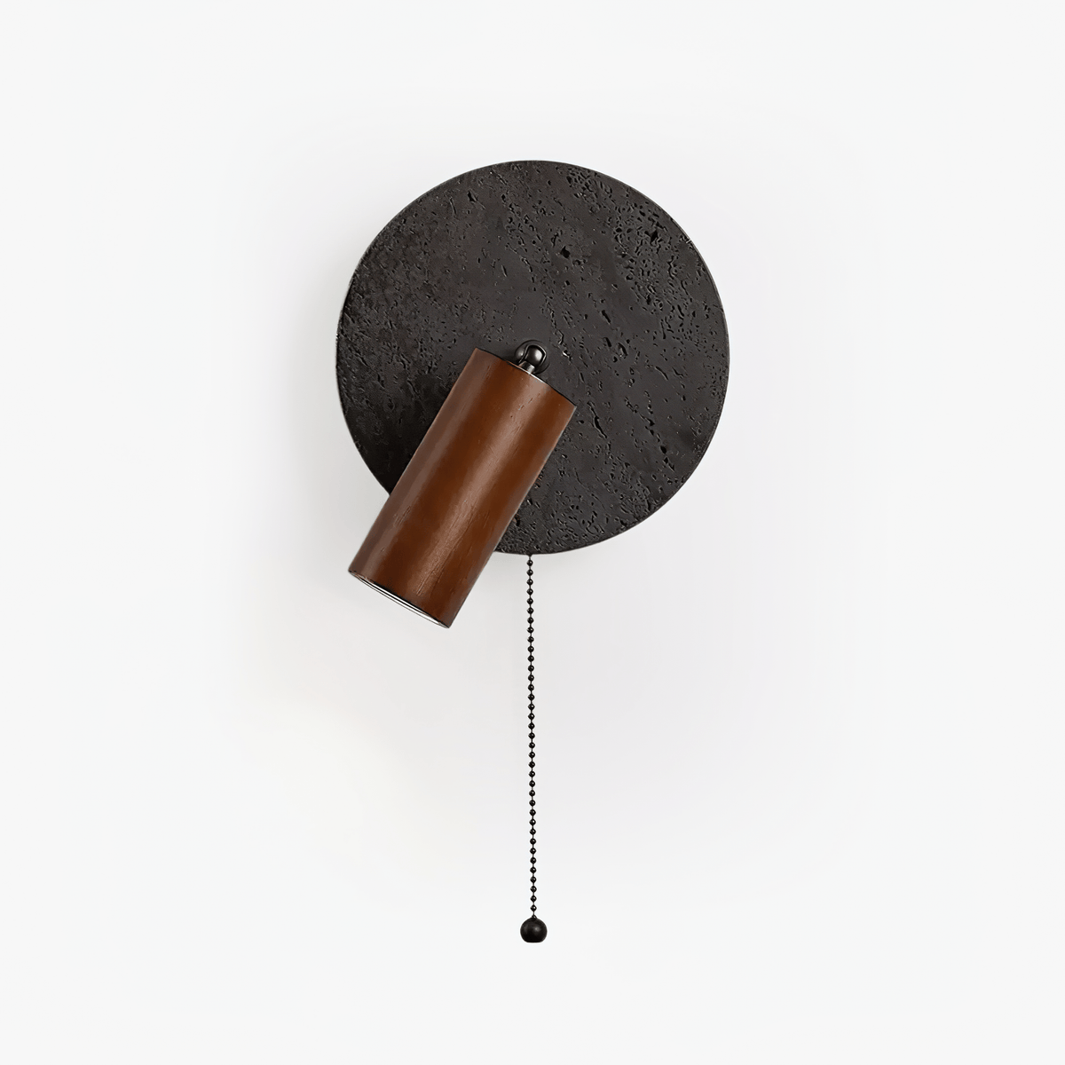 Alaric Wall Sconce in Black Travertine and Walnut Wood