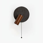 Alaric Wall Sconce in Black Travertine and Walnut Wood