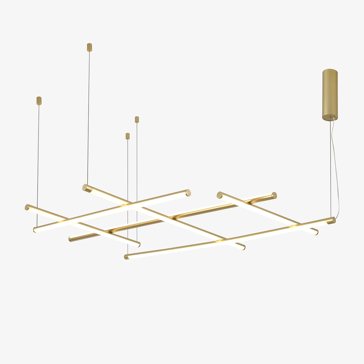 Linear Grid LED Pendant Light in Black or Gold | Modern Geometric Chandelier