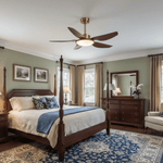 Sirocco Breeze Ceiling Fan with Integrated LED Light, Walnut and Brass, 42"