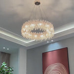 Handmade Leaf Glass Round 3 Step Dimming Luxury Post Modern Chandelier