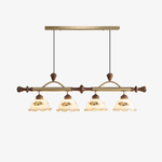 Art Deco Floral Glass Pendant Light with Walnut Wood and Gold Accents
