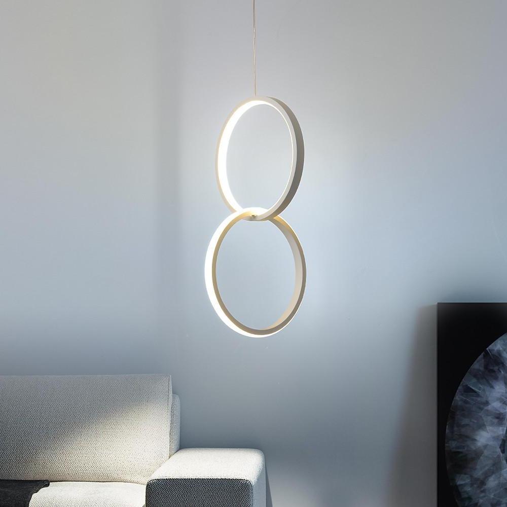 Aurelia Interlocking Dual Ring LED Pendant Light in Aluminum and Acrylic