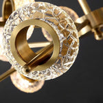 Modern Brass Led Chandelier With Ring Crystal Shades