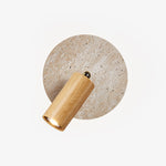 Axis Spot Sconce Wall Light in Travertine and Wood