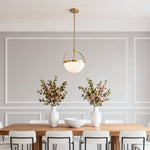 Aurelia Gold and White Glass Pendant Light, Minimalist Ceiling Lamp
