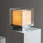 Wabi-Sabi Japanese Paper Table Lamp with Chrome Accent