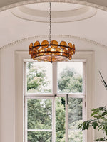 Solaris Disc Glass Chandelier – Two-Tier Gold & Murano-Style Glass Pendant