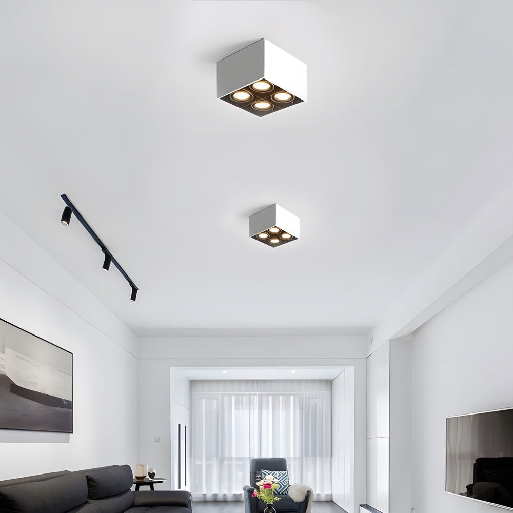 Modular LED Flush Mount Spotlight with Four Adjustable Cube Heads