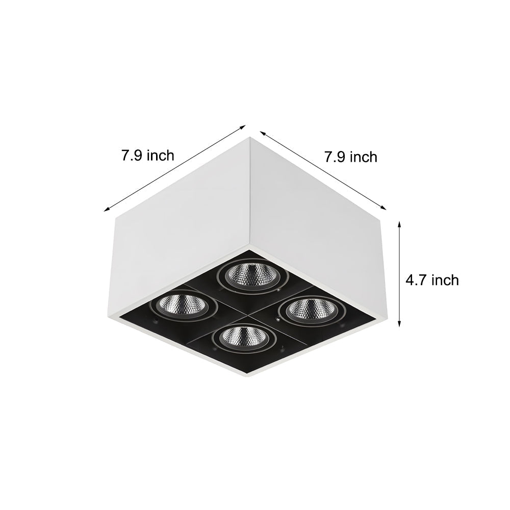 Modular LED Flush Mount Spotlight with Four Adjustable Cube Heads