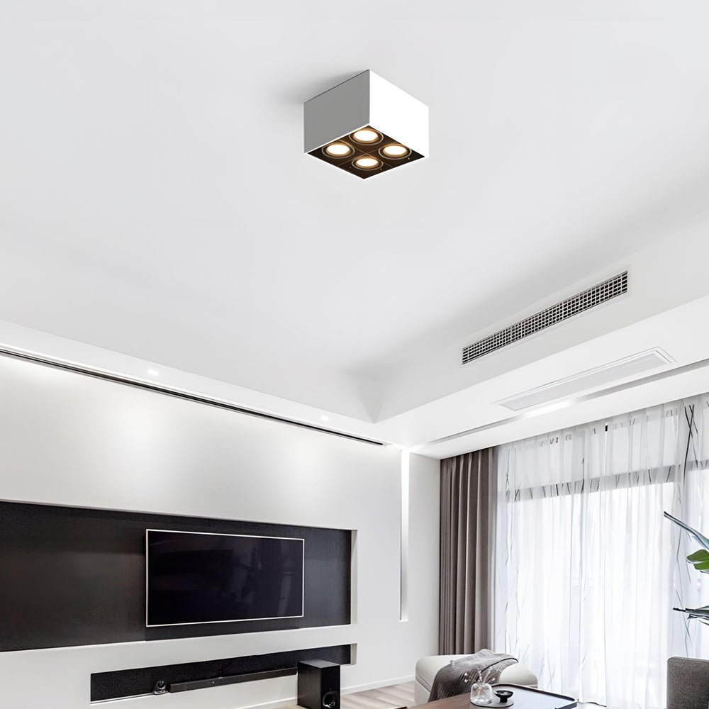 Modular LED Flush Mount Spotlight with Four Adjustable Cube Heads