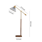 Swing Arm Floor Lamp with Pleated Shade and Solid Ash Wood Base