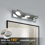 Chrome LED Vanity Light for Bathroom Mirror, Modern Minimalist Wall Mount