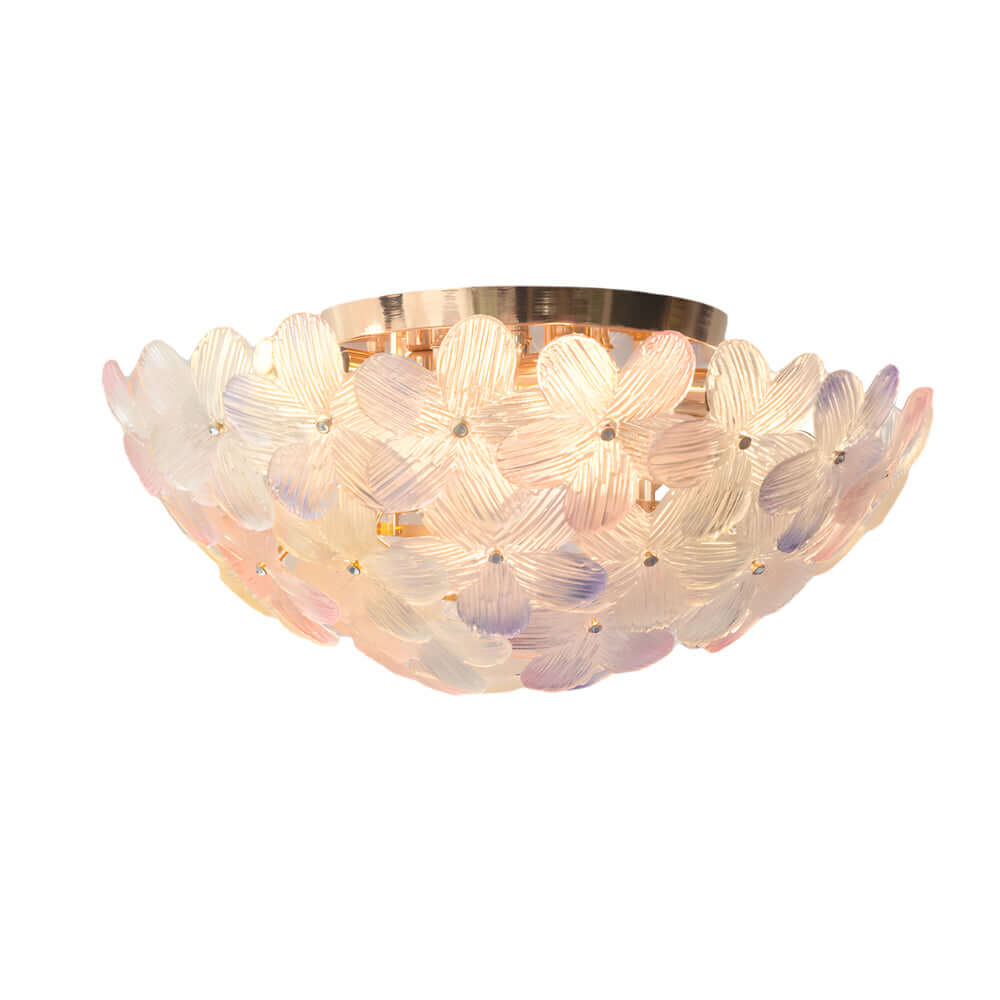 French Petal Glass Semi Flush Mount Ceiling Light in Pastel Hues