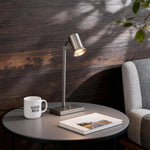 Swing Arm Desk Lamp in Brushed Nickel with Articulated Metal Arm