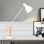 Modern Wood and Metal Adjustable Desk Lamp with Rotatable Head