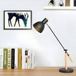 Modern Wood and Metal Adjustable Desk Lamp with Rotatable Head