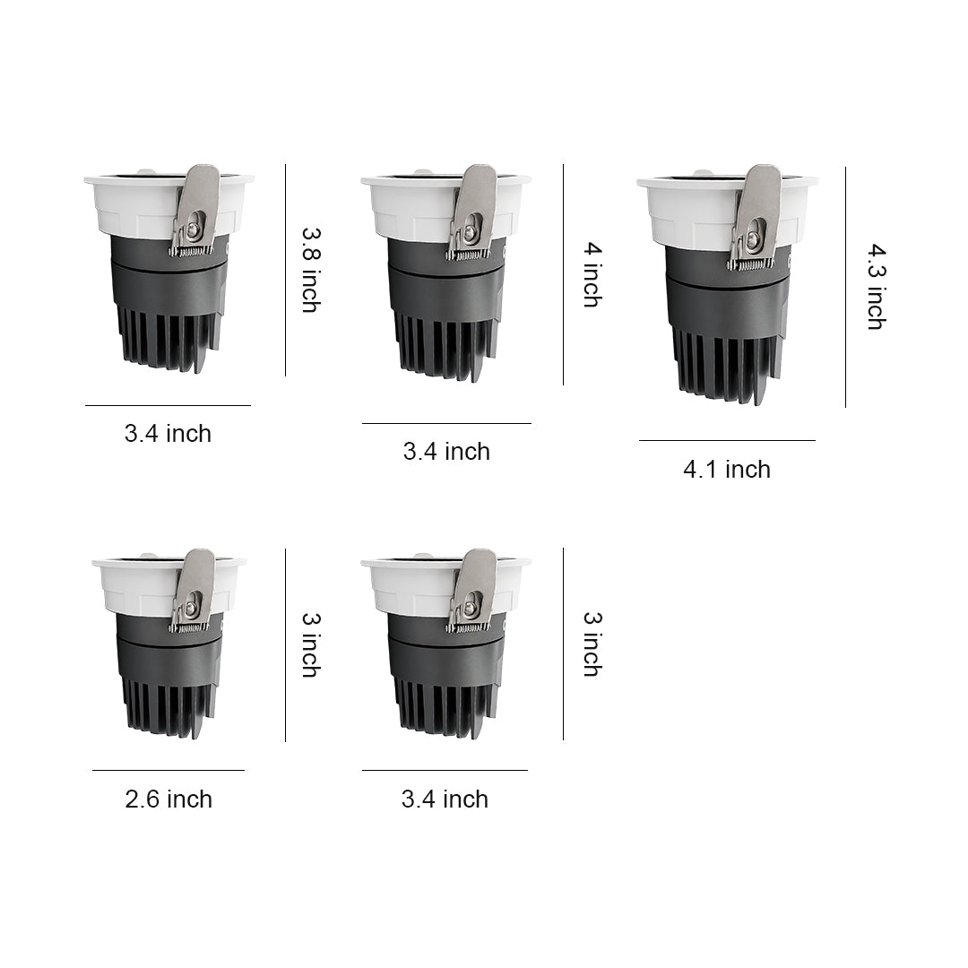 Recessed Adjustable LED Spotlights with Anti-Glare Deep Cup, Black Aluminum