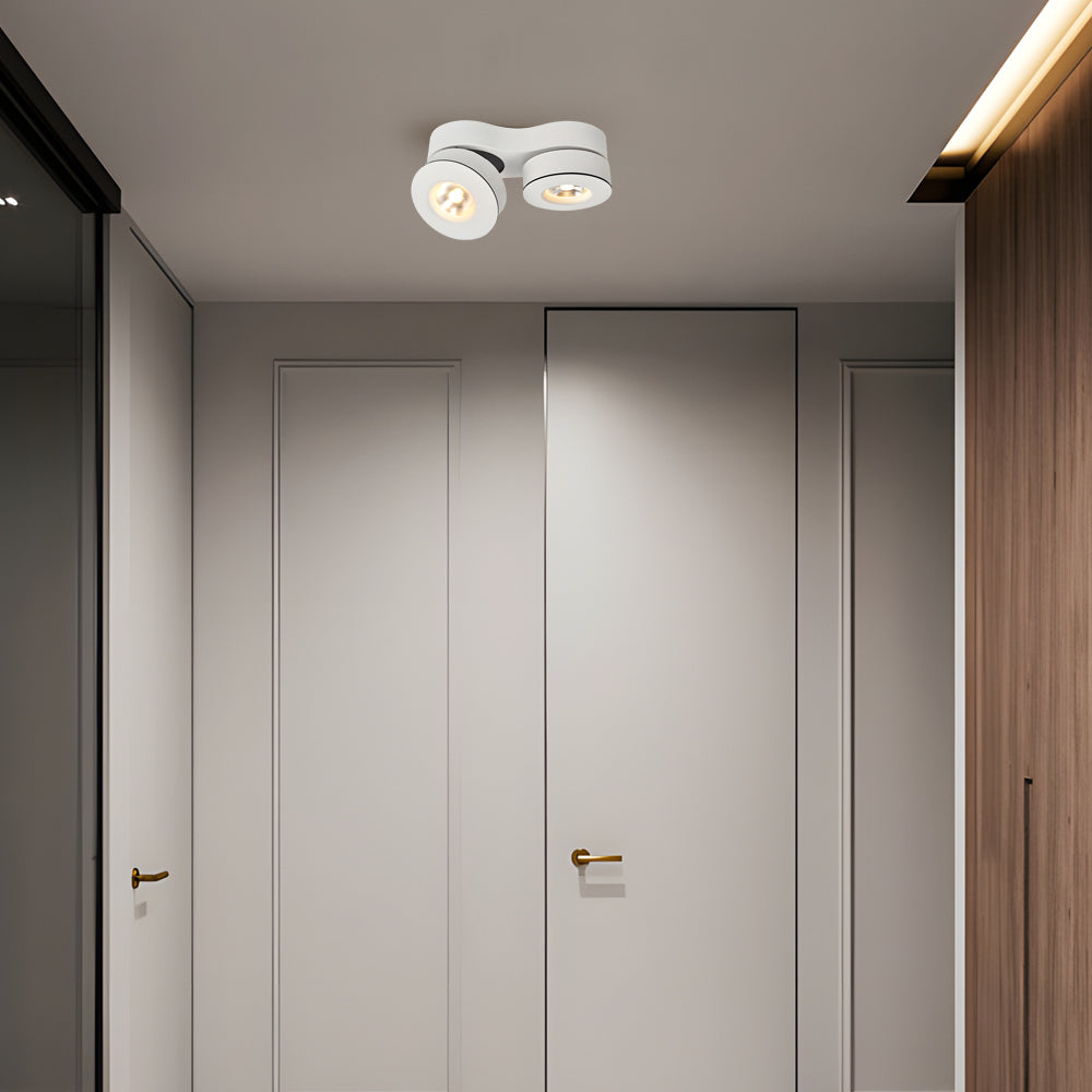 Aria Dual-Head Adjustable LED Ceiling Spotlight in White or Black