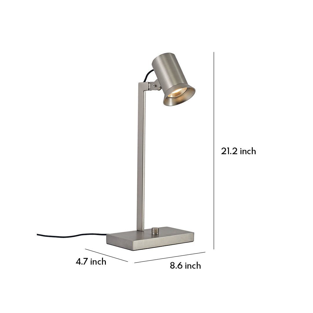 Swing Arm Desk Lamp in Brushed Nickel with Articulated Metal Arm