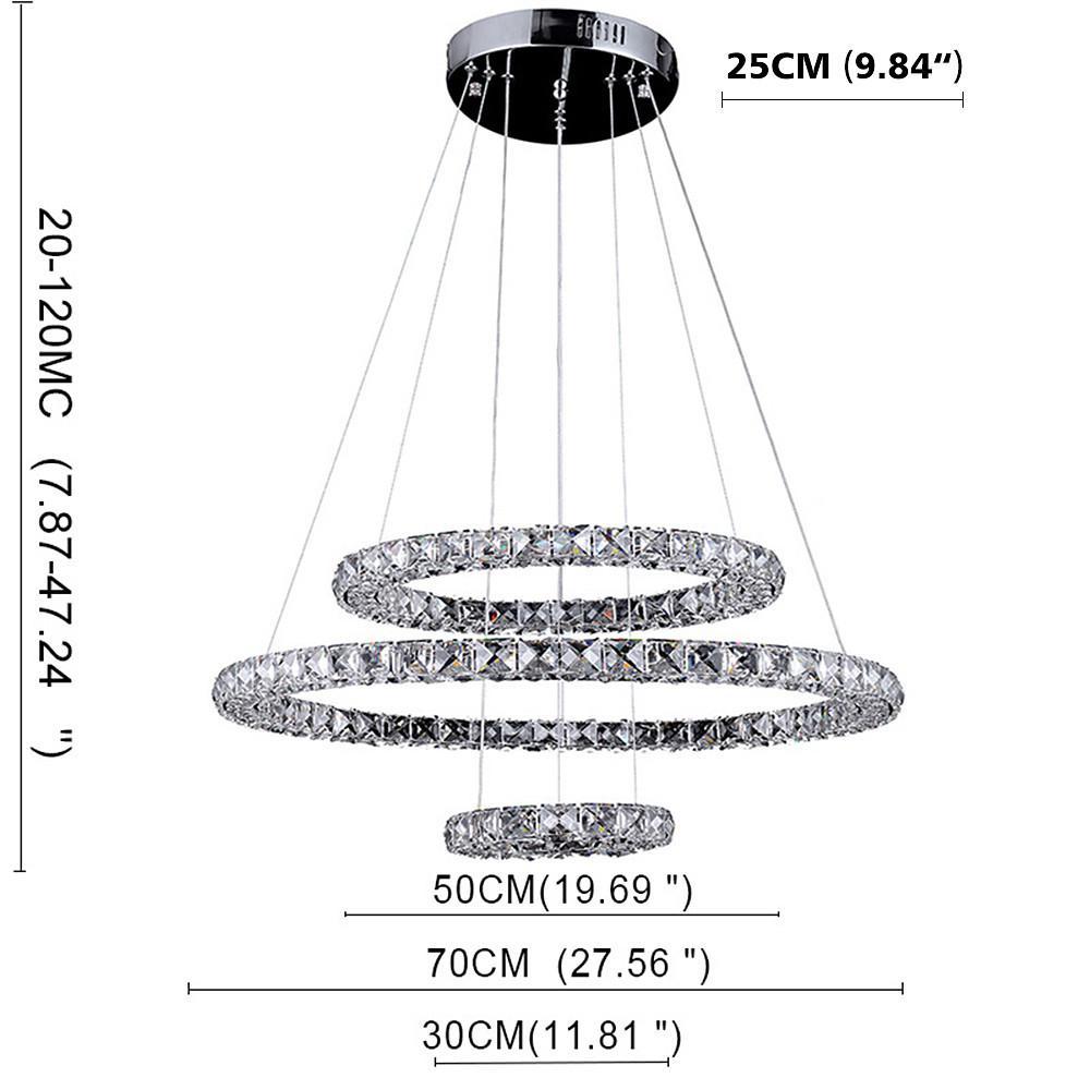 Luxury Crystal Led Chandelier 3 Tier Geometric Or Stacked Led Pendant Light