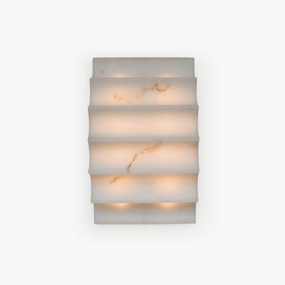 Serra Tiered Alabaster Wall Sconce – Hand-Carved Stone LED Light