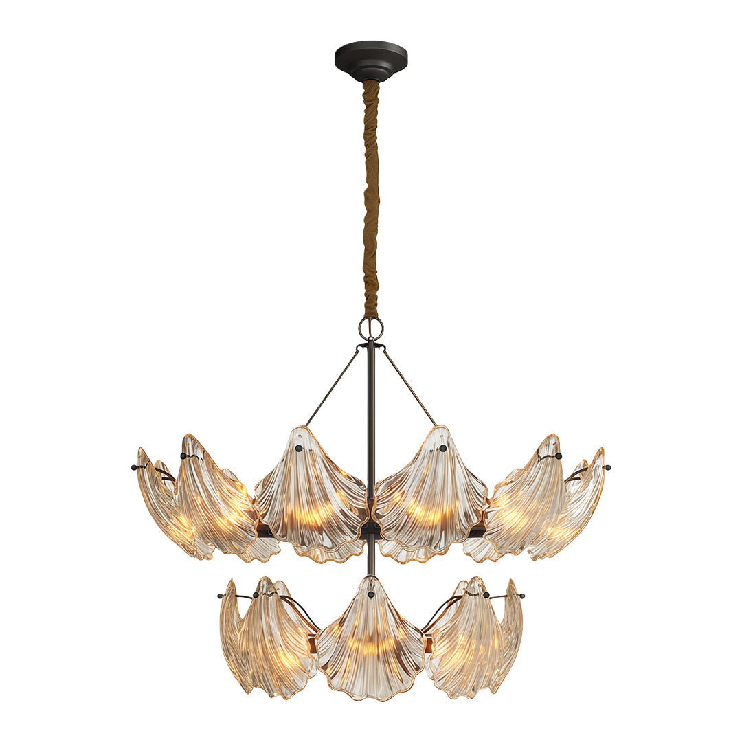 Luxury Copper Glass Chandelier Modern Large Pendant Light for Living Room