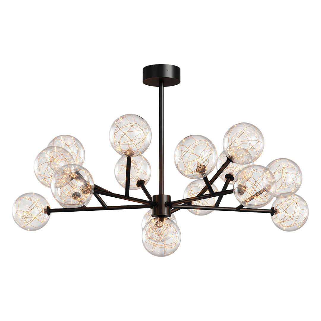 Celestial Glass Globe Chandelier – Modern Molecular LED Pendant for Dining and Living Spaces